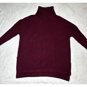 Lillsory Women L Mauve Turtleneck Oversize Batwing Sleeve Split Hem Knit‎ Top